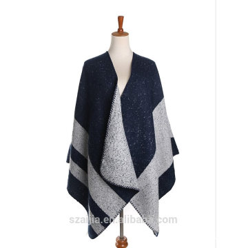 Damen-Streifen Winter Poncho Schal